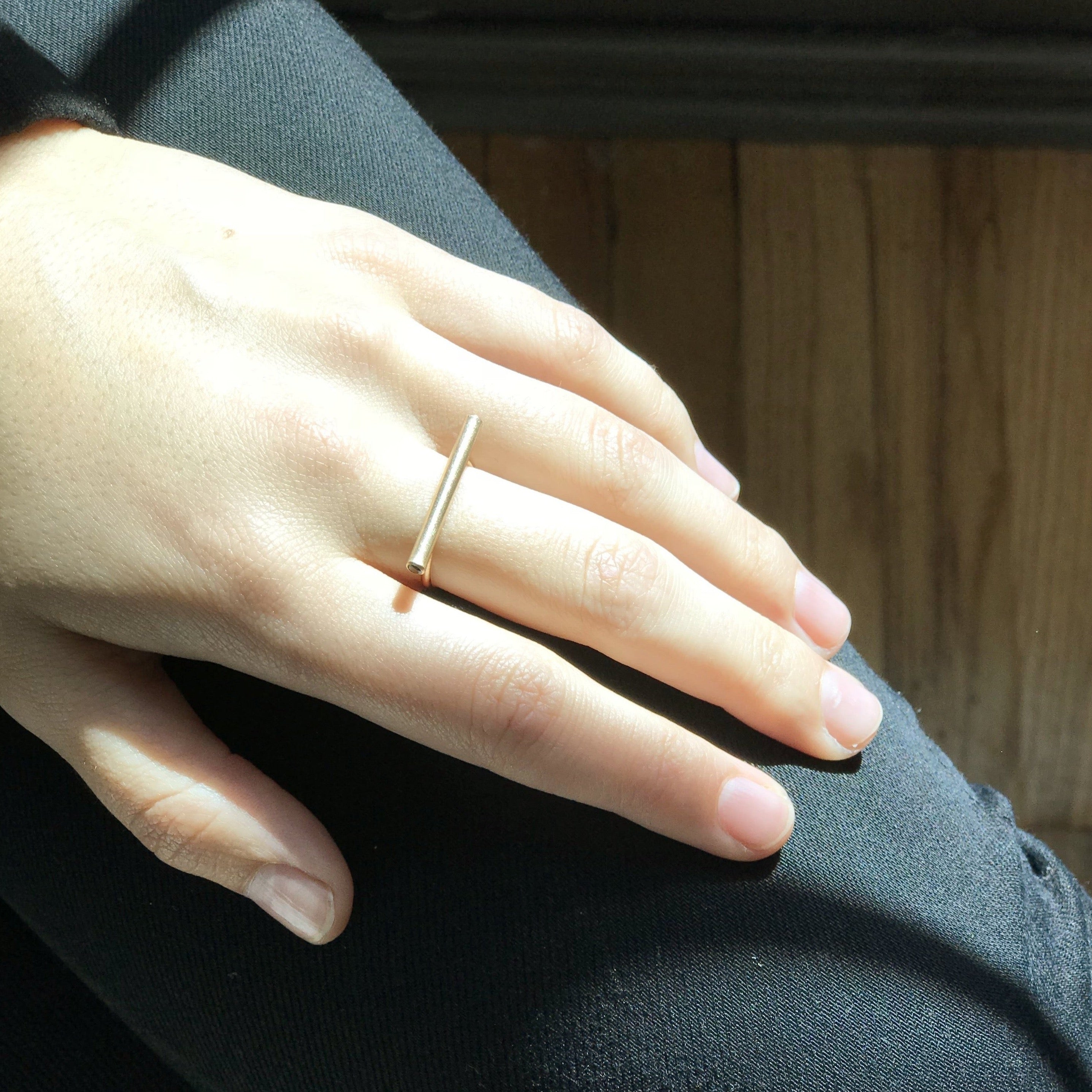 Two Finger Diamond Bar Ring